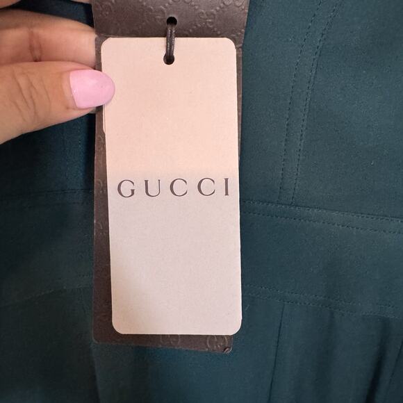 NEW Gucci Green 100% Silk A-Line Dress Short Sleeve Size 42 /6 Italy $2,735 - Picture 11 of 16